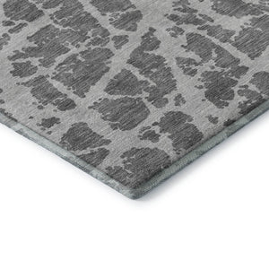 HomeRoots 8' X 10' Charcoal and Ivory Abstract Area Rug - Washable, UV Protected, Stylish for High-Traffic Homes 646534