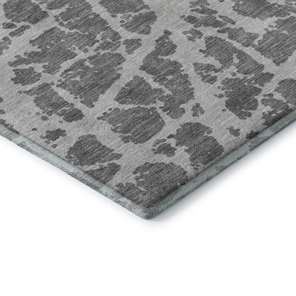 HomeRoots 8' X 10' Charcoal and Ivory Abstract Area Rug - Washable, UV Protected, Stylish for High-Traffic Homes 646534