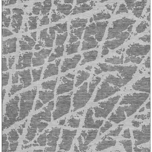 HomeRoots 8' X 10' Charcoal and Ivory Abstract Area Rug - Washable, UV Protected, Stylish for High-Traffic Homes 646534