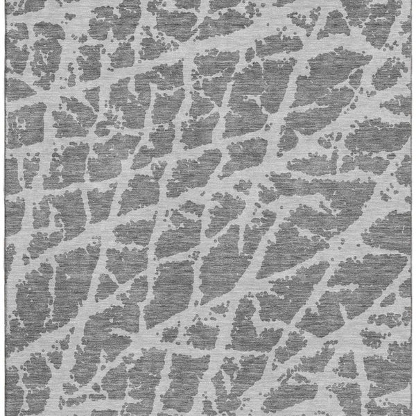 HomeRoots 8' X 10' Charcoal and Ivory Abstract Area Rug - Washable, UV Protected, Stylish for High-Traffic Homes 646534