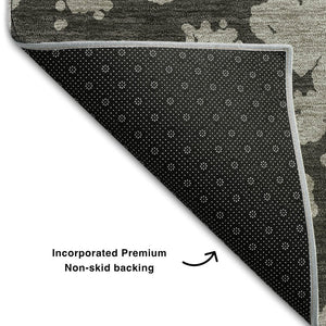 HomeRoots 5' X 8' Gray and Charcoal Abstract Area Rug - Soft, Washable, UV-Protected for Stylish High-Traffic Spaces 646544
