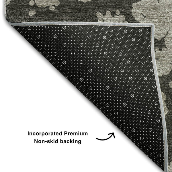 HomeRoots 5' X 8' Gray and Charcoal Abstract Area Rug - Soft, Washable, UV-Protected for Stylish High-Traffic Spaces 646544
