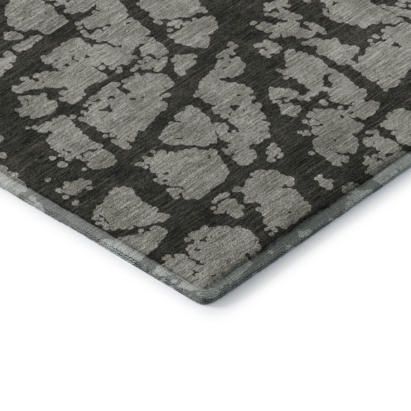 HomeRoots 5' X 8' Gray and Charcoal Abstract Area Rug - Soft, Washable, UV-Protected for Stylish High-Traffic Spaces 646544