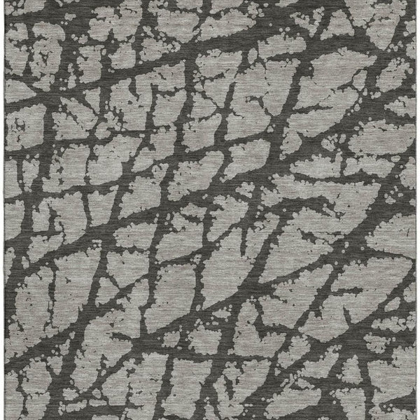 HomeRoots 5' X 8' Gray and Charcoal Abstract Area Rug - Soft, Washable, UV-Protected for Stylish High-Traffic Spaces 646544