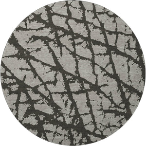 HomeRoots 8' Gray and Charcoal Abstract Washable Round Rug - UV Protected, Stain-Resistant, Modern Style Delight 646545