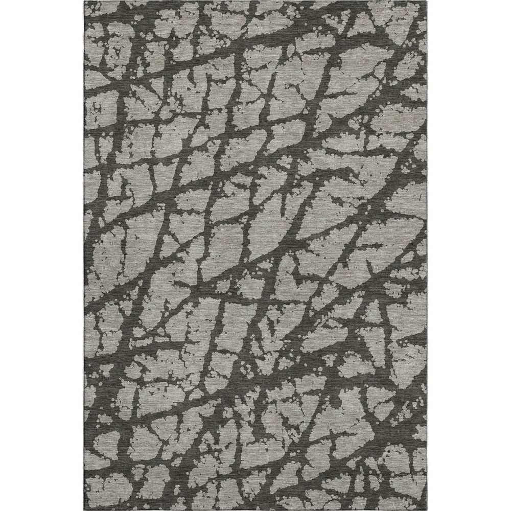 HomeRoots 9' X 12' Gray and Charcoal Abstract Area Rug - Washable, UV-Protected, Stylish & Durable Design 646547