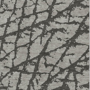 HomeRoots 9' X 12' Gray and Charcoal Abstract Area Rug - Washable, UV-Protected, Stylish & Durable Design 646547