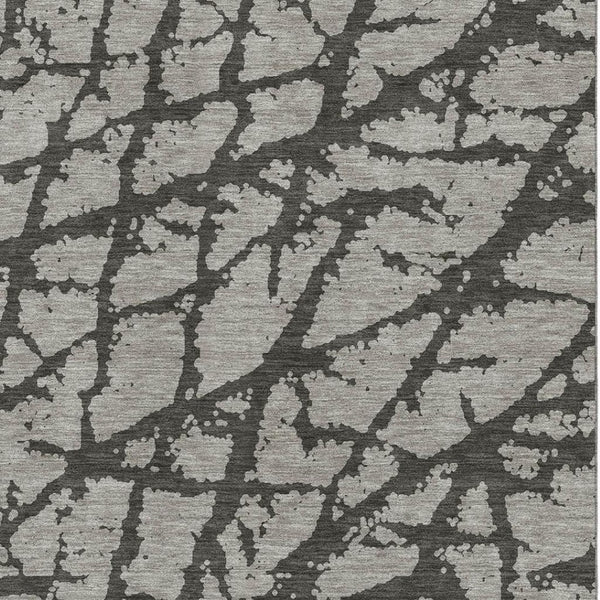 HomeRoots 9' X 12' Gray and Charcoal Abstract Area Rug - Washable, UV-Protected, Stylish & Durable Design 646547