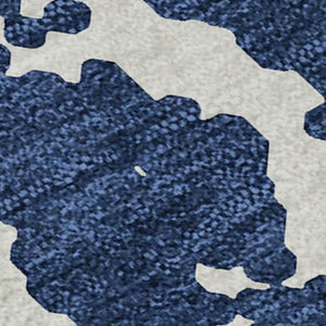 HomeRoots 5' X 8' Navy Blue & Ivory Abstract Area Rug – Washable, Stain-Resistant, UV Protected for Durability 646550