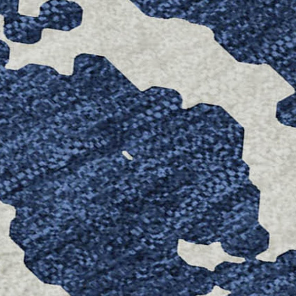 HomeRoots 5' X 8' Navy Blue & Ivory Abstract Area Rug – Washable, Stain-Resistant, UV Protected for Durability 646550