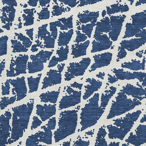 HomeRoots 8' X 10' Navy Blue & Ivory Abstract Area Rug - Washable, UV Protected, Stylish for High-Traffic Areas 646552