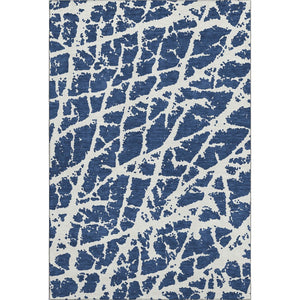 HomeRoots 8' X 10' Navy Blue & Ivory Abstract Area Rug - Washable, UV Protected, Stylish for High-Traffic Areas 646552