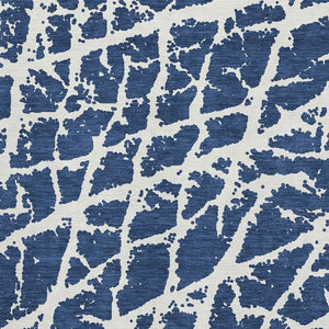 HomeRoots 9' X 12' Navy Blue Ivory Abstract Area Rug - Washable, UV Protected, Durable, and Stylish for Any Room 646553