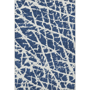 HomeRoots 9' X 12' Navy Blue Ivory Abstract Area Rug - Washable, UV Protected, Durable, and Stylish for Any Room 646553