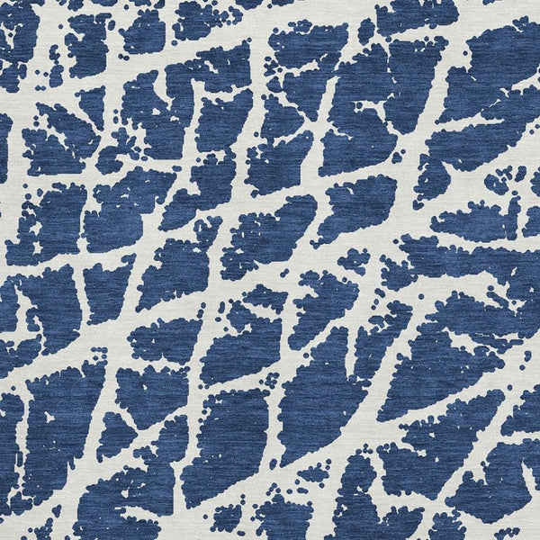 HomeRoots 9' X 12' Navy Blue Ivory Abstract Area Rug - Washable, UV Protected, Durable, and Stylish for Any Room 646553