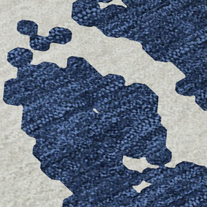 HomeRoots 10' X 14' Navy Blue Abstract Area Rug - Washable, UV Protected, Durable & Stylish for Modern Homes 646554