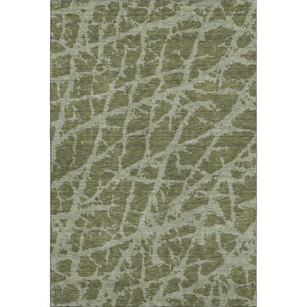 HomeRoots 5' X 8' Olive Green & Gray Abstract Area Rug - Durable, Washable, UV-Protected for Modern Spaces 646556