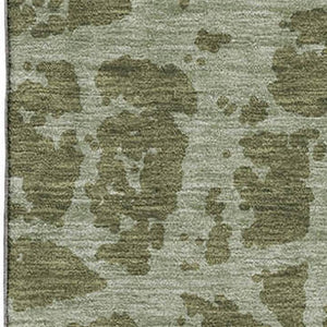 HomeRoots 5' X 8' Olive Green & Gray Abstract Area Rug - Durable, Washable, UV-Protected for Modern Spaces 646556