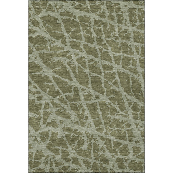 HomeRoots 5' X 8' Olive Green & Gray Abstract Area Rug - Durable, Washable, UV-Protected for Modern Spaces 646556