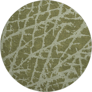 HomeRoots 8' Olive Green & Gray Abstract Washable Round Rug with UV Protection - Stylish, Durable, Family-Friendly! 646557
