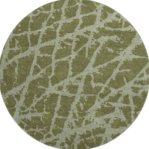 HomeRoots 8' Olive Green & Gray Abstract Washable Round Rug with UV Protection - Stylish, Durable, Family-Friendly! 646557