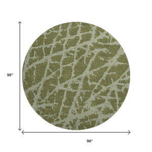 HomeRoots 8' Olive Green & Gray Abstract Washable Round Rug with UV Protection - Stylish, Durable, Family-Friendly! 646557
