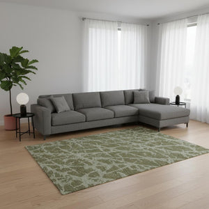 HomeRoots 9' X 12' Olive Green & Gray Abstract Washable Area Rug - Stylish, Durable, UV Protected & Easy Care 646559