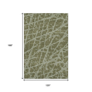 HomeRoots 10' X 14' Olive Green & Gray Abstract Area Rug - Durable, Washable, UV-Protected for Modern Spaces 646560