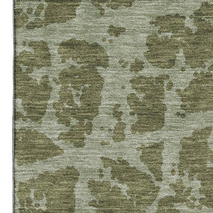 HomeRoots 10' X 14' Olive Green & Gray Abstract Area Rug - Durable, Washable, UV-Protected for Modern Spaces 646560
