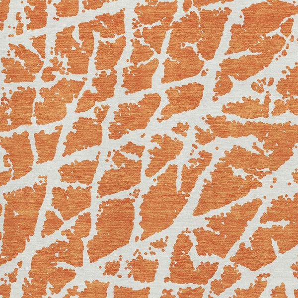 HomeRoots 5' X 8' Orange and Ivory Abstract Area Rug - Washable, UV Protected, Stain Resistant for Stylish Homes 646562