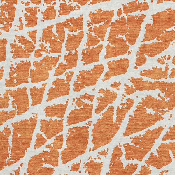 HomeRoots 8' X 10' Vibrant Orange and Ivory Abstract Washable Area Rug with UV Protection for Busy Homes 646564