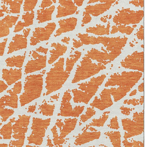 HomeRoots 9' X 12' Modern Orange and Ivory Abstract Area Rug – Washable, UV Protected, Stain Resistant Design 646565