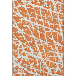 HomeRoots 9' X 12' Modern Orange and Ivory Abstract Area Rug – Washable, UV Protected, Stain Resistant Design 646565