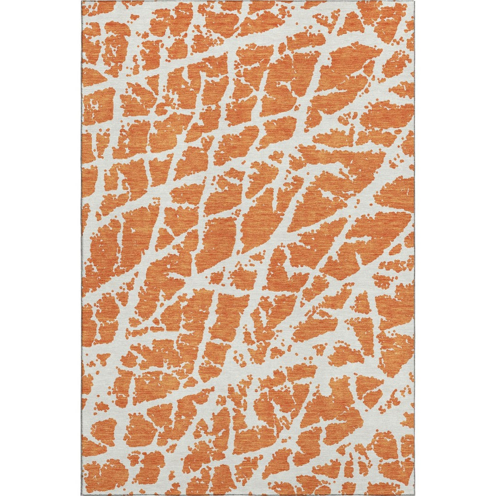 HomeRoots 10' Orange & Ivory Abstract Area Rug – Washable, UV-Protected, Stylish & Durable for High-Traffic Areas 646566