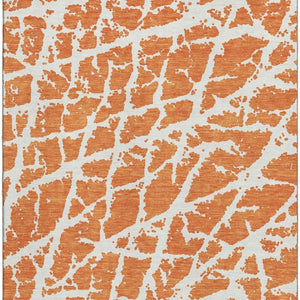 HomeRoots 10' Orange & Ivory Abstract Area Rug – Washable, UV-Protected, Stylish & Durable for High-Traffic Areas 646566