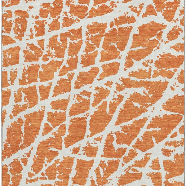 HomeRoots 10' Orange & Ivory Abstract Area Rug – Washable, UV-Protected, Stylish & Durable for High-Traffic Areas 646566