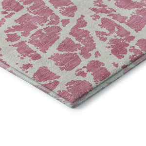 HomeRoots 8' Pink And Ivory Abstract Washable Round Rug - Durable, Stain-Resistant, UV-Protected and Stylish! 646575