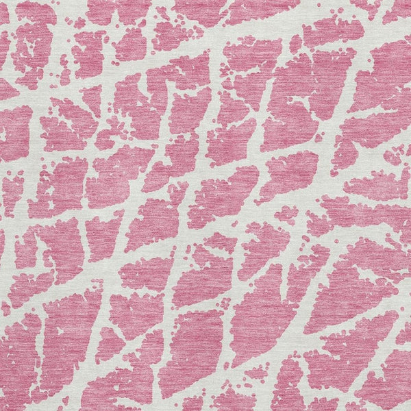 HomeRoots 8' X 10' Stylish Pink & Ivory Abstract Washable Area Rug with UV Protection for Easy Care & Durability 646576