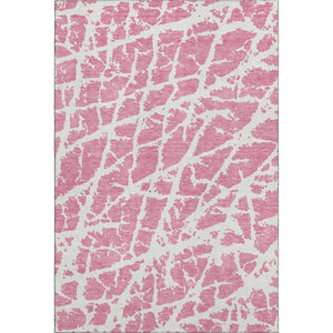 HomeRoots 10' Pink and Ivory Abstract Area Rug – Washable, UV-Protected, Stain-Resistant for Modern Spaces 646578