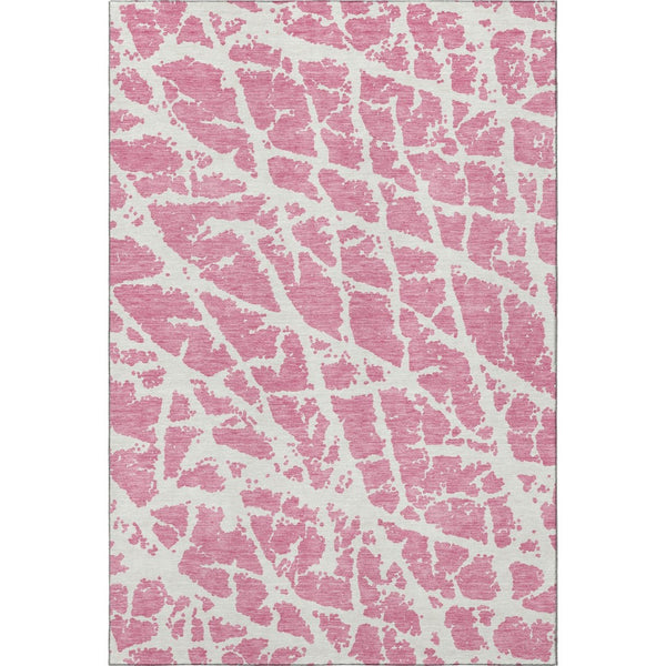 HomeRoots 10' Pink and Ivory Abstract Area Rug – Washable, UV-Protected, Stain-Resistant for Modern Spaces 646578