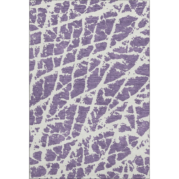 HomeRoots 5' X 8' Stylish Purple and Ivory Abstract Area Rug – Washable, Stain-Resistant, UV Protected Design! 646580