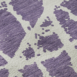 HomeRoots 8' Purple and Ivory Abstract Washable Round Rug – Durable, Stain-Resistant, UV Protected Design! 646581