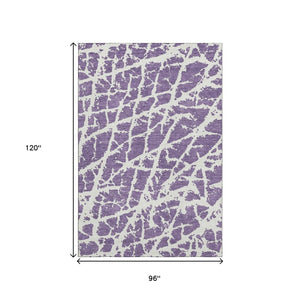HomeRoots 8' X 10' Purple & Ivory Abstract Area Rug – Washable, UV Protected, Durable & Ideal For Family Spaces 646582