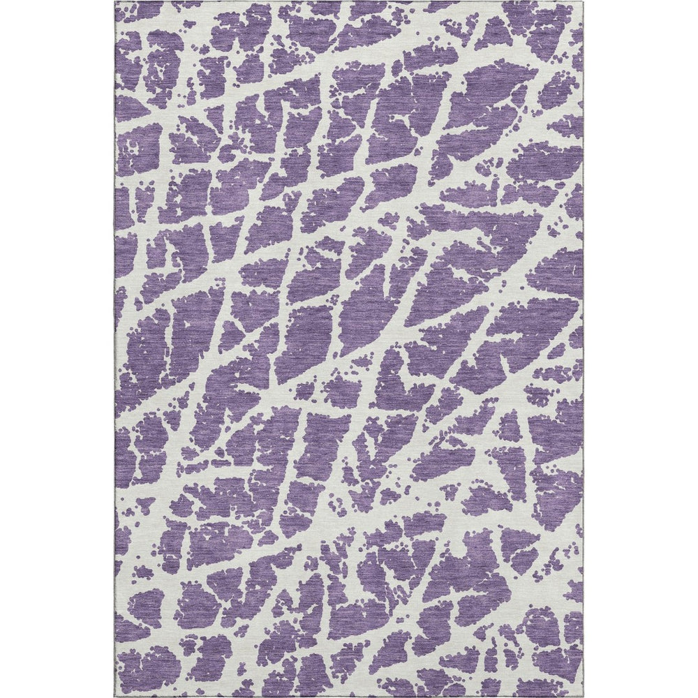 HomeRoots 8' X 10' Purple & Ivory Abstract Area Rug – Washable, UV Protected, Durable & Ideal For Family Spaces 646582