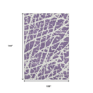 HomeRoots 9' X 12' Purple and Ivory Abstract Area Rug - Stylish, Washable, UV-Protected for Modern Homes 646583