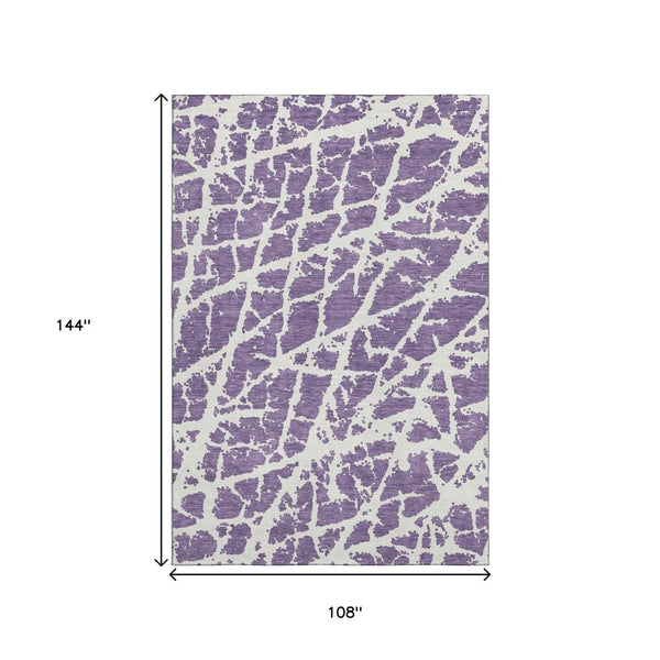 HomeRoots 9' X 12' Purple and Ivory Abstract Area Rug - Stylish, Washable, UV-Protected for Modern Homes 646583