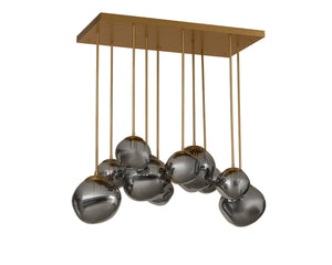 Sunpan DIONIS Chandelier - Modern Rectangular Lighting with Hand-Blown Glass & Brushed Gold Frame Elegance 112421