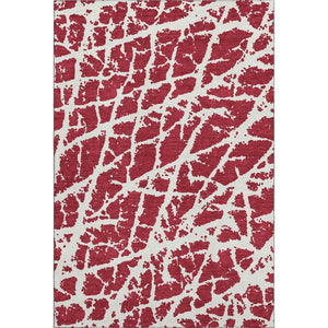 HomeRoots 5' X 8' Red And Ivory Abstract Washable Area Rug - Durable, Stain-Resistant, UV-Protected Design! 646586