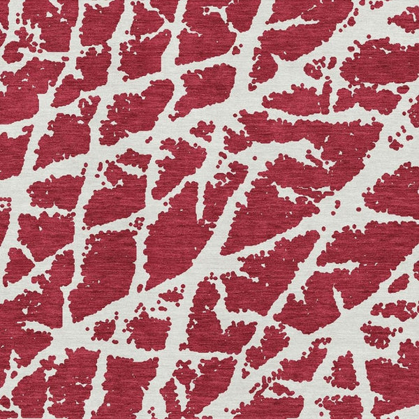 HomeRoots 5' X 8' Red And Ivory Abstract Washable Area Rug - Durable, Stain-Resistant, UV-Protected Design! 646586