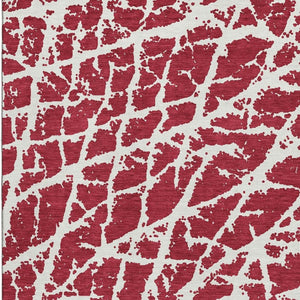 HomeRoots 5' X 8' Red And Ivory Abstract Washable Area Rug - Durable, Stain-Resistant, UV-Protected Design! 646586